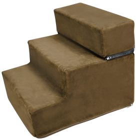 Dog Stairs Pet Step For Bed Couch Sofa Car 3 Steps Soft Foam Detachable Dogs Cats Climb Ladder (Option: rBeige)