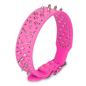 Dog Leather Collar Spiked Studded Pet Dog Collar Adjustable Neck Pitbull Mastiff Collar (Option: Rose_L)