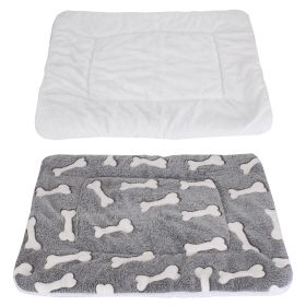 Dog Bed Mat Comfortable Flannel Dog Crate Pad Reversible Cushion Carpet Machine Washable Pet Bed Liner with Bone Patterns Dual-Side Usage for M/L/XL D (Option: Grey_L)
