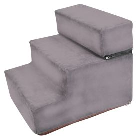 Dog Stairs Pet Step For Bed Couch Sofa Car 3 Steps Soft Foam Detachable Dogs Cats Climb Ladder (Option: irGrey)