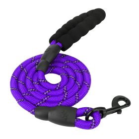 5FT Dog Leash Dog Training Walking Lead w/ Foam Handle Highly Reflective Treads Strong Nylon Dog Rope For Small Medium Dogs (Option: Purple)