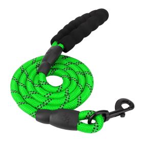 5FT Dog Leash Dog Training Walking Lead w/ Foam Handle Highly Reflective Treads Strong Nylon Dog Rope For Small Medium Dogs (Option: hGreen)