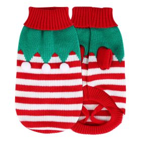 Pet Christmas Turtleneck Sweater Dog Cat Christmas Clothes Snowman Stripes Costume Winter Holiday Sweater for Small Medium Kitten Puppy Cats Dogs (Option: rball_L)
