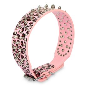 Dog Leather Collar Spiked Studded Pet Dog Collar Adjustable Neck Pitbull Mastiff Collar (Option: rLeo_S)