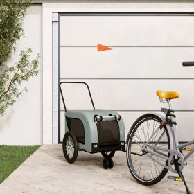 Pet Bike Trailer Gray and Black Oxford Fabric and Iron (Color: gray)