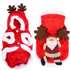 Pet Christmas Clothes Santa Claus Reindeer Antlers Costume Winter Outfit New Year Coat For Small Medium Dogs Cats Available in S/M/L/XL (Option: sRed_S)