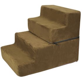 Dog Stairs Pet Step For Bed Couch Sofa Car 4 Steps Soft Foam Detachable Dogs Cats Climb Ladder (Option: rBeige)